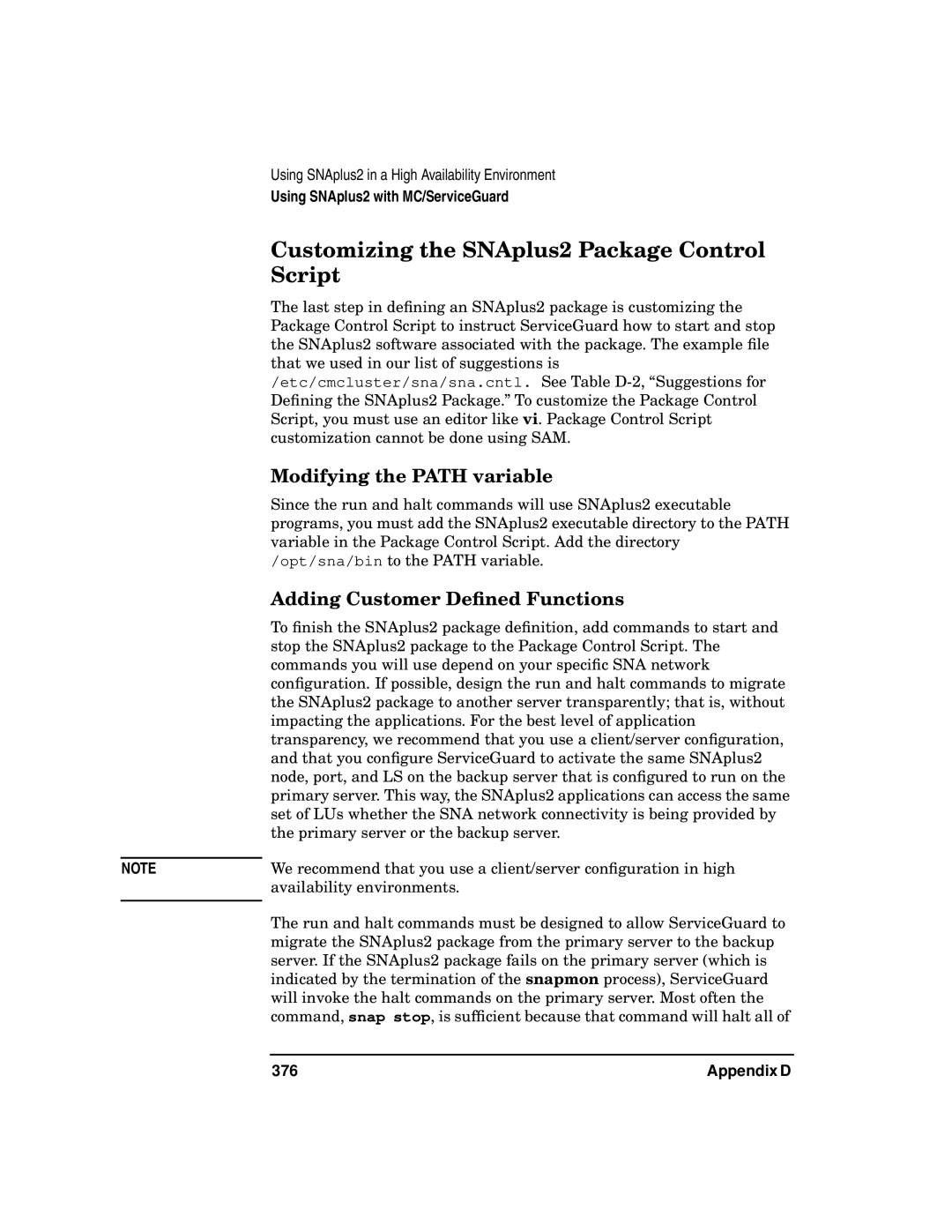 HP UX SNAplus2 manual Customizing the SNAplus2 Package Control, Script, Modifying the Path variable 