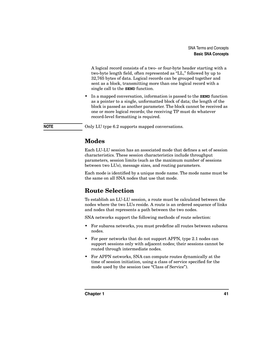 HP UX SNAplus2 manual Modes, Route Selection 