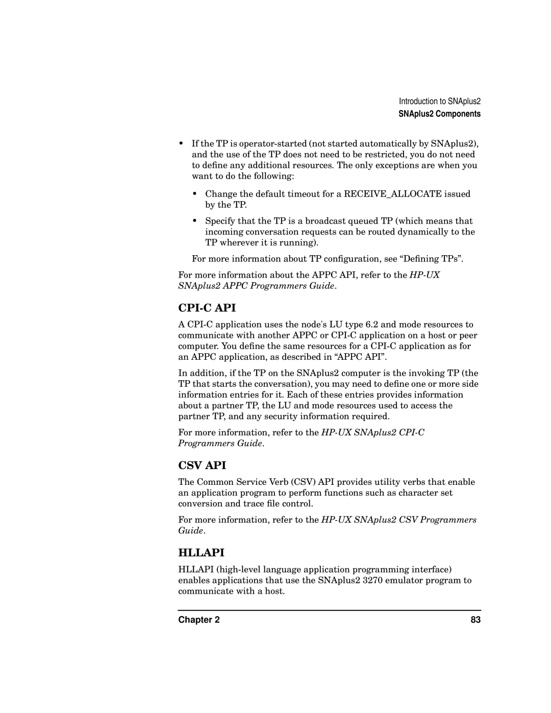 HP UX SNAplus2 manual Cpi-C Api 