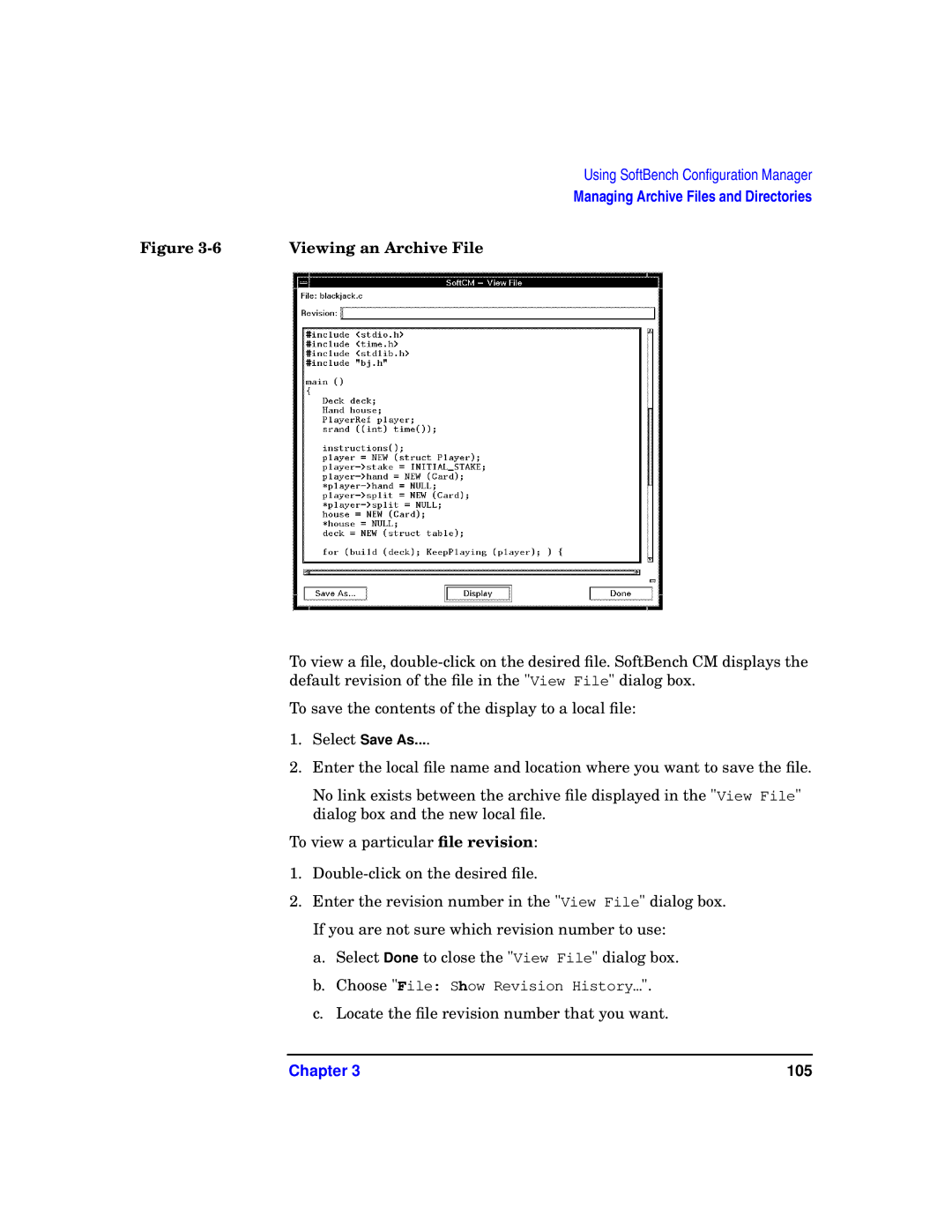 HP UX SoftBench Software manual Viewing an Archive File 