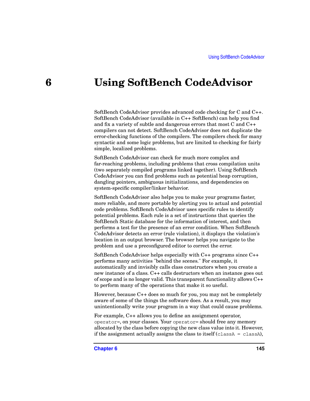 HP UX SoftBench Software manual Using SoftBench CodeAdvisor 