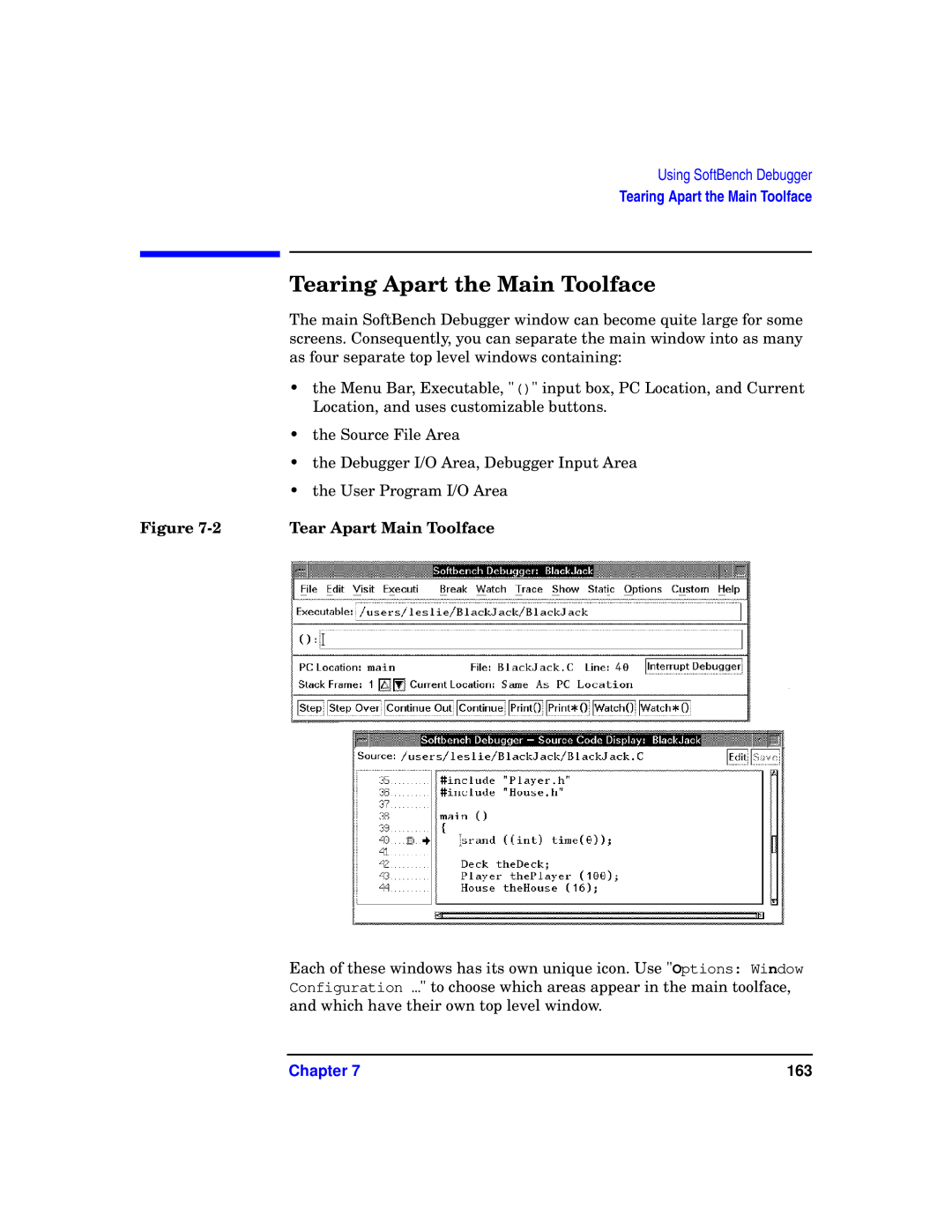 HP UX SoftBench Software manual Tearing Apart the Main Toolface, Tear Apart Main Toolface 