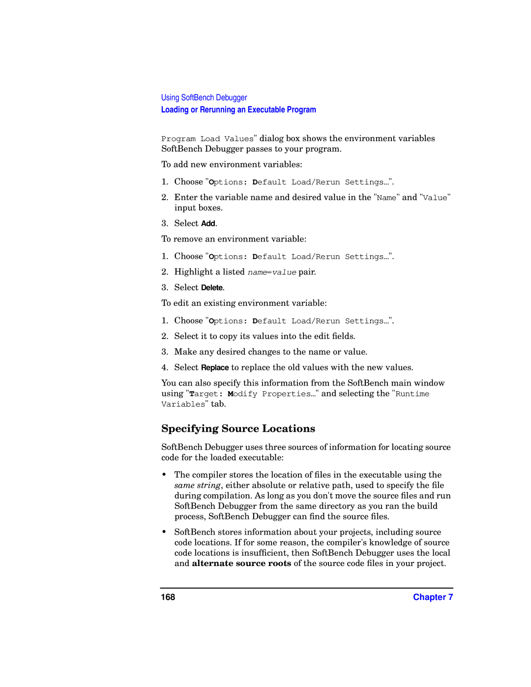 HP UX SoftBench Software manual Specifying Source Locations, 168 