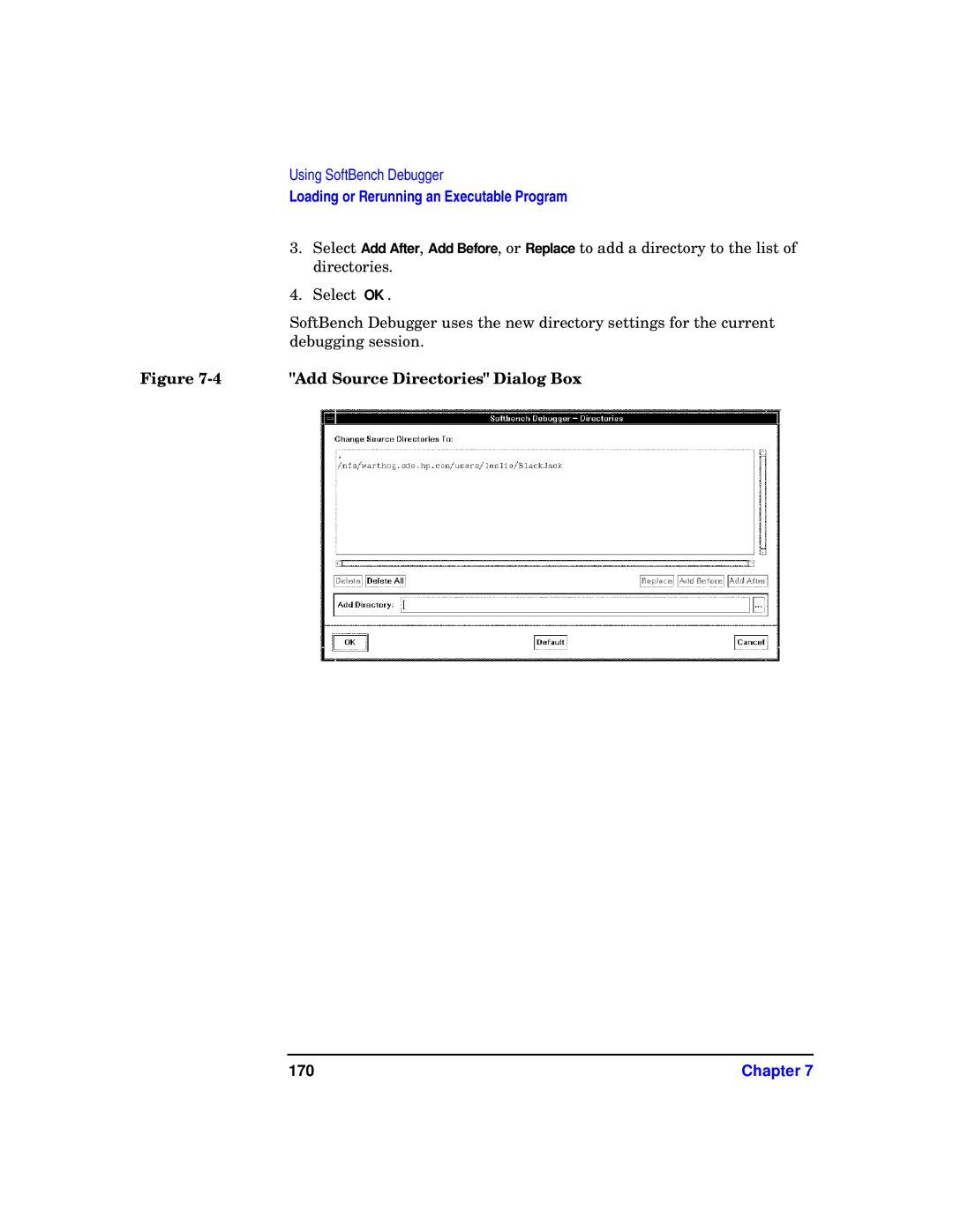 HP UX SoftBench Software manual Add Source Directories Dialog Box, 170 