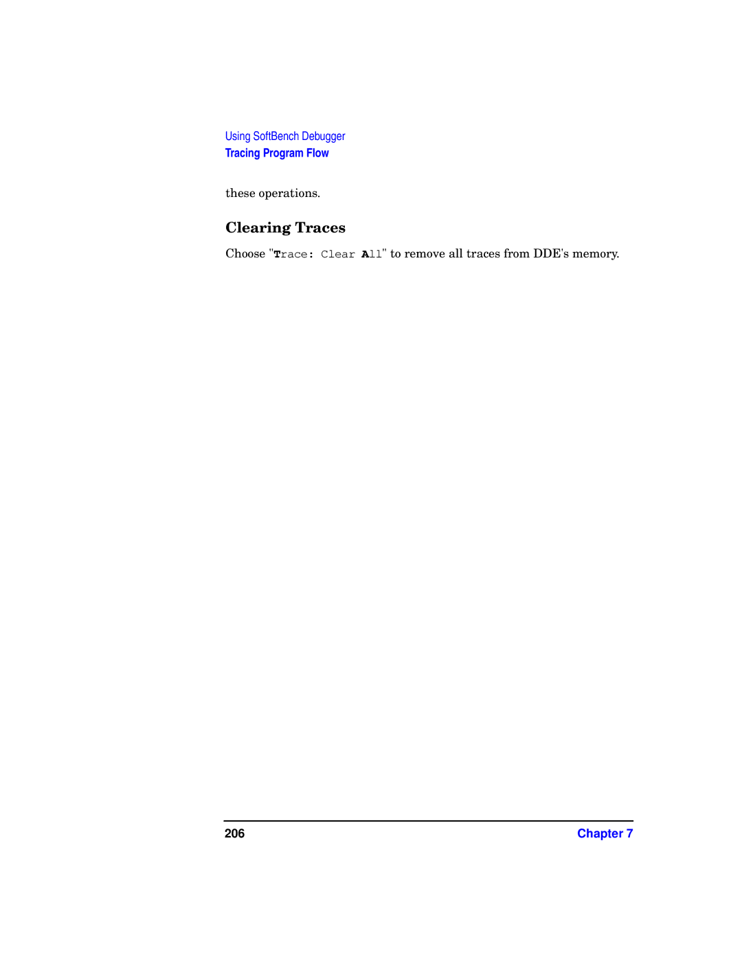 HP UX SoftBench Software manual Clearing Traces, 206 