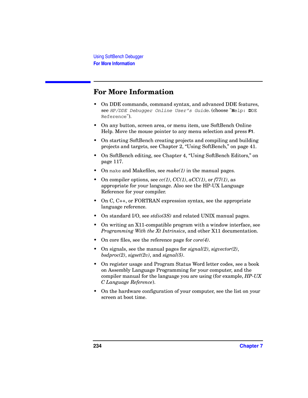 HP UX SoftBench Software manual For More Information, 234 