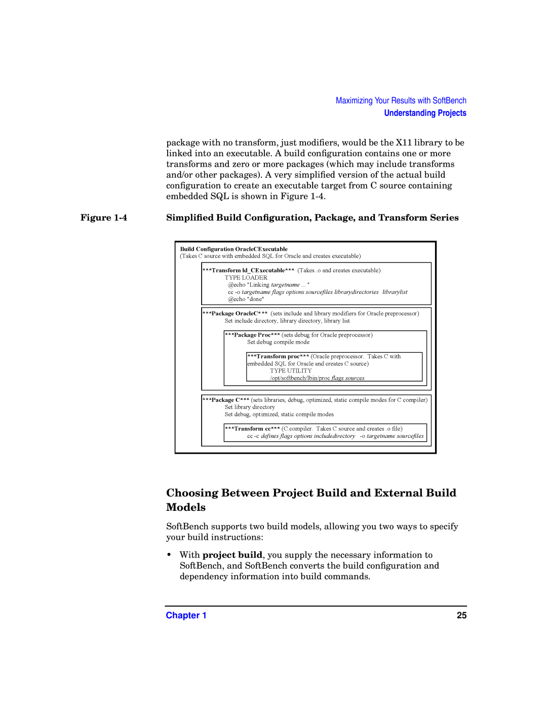 HP UX SoftBench Software manual Choosing Between Project Build and External Build Models 