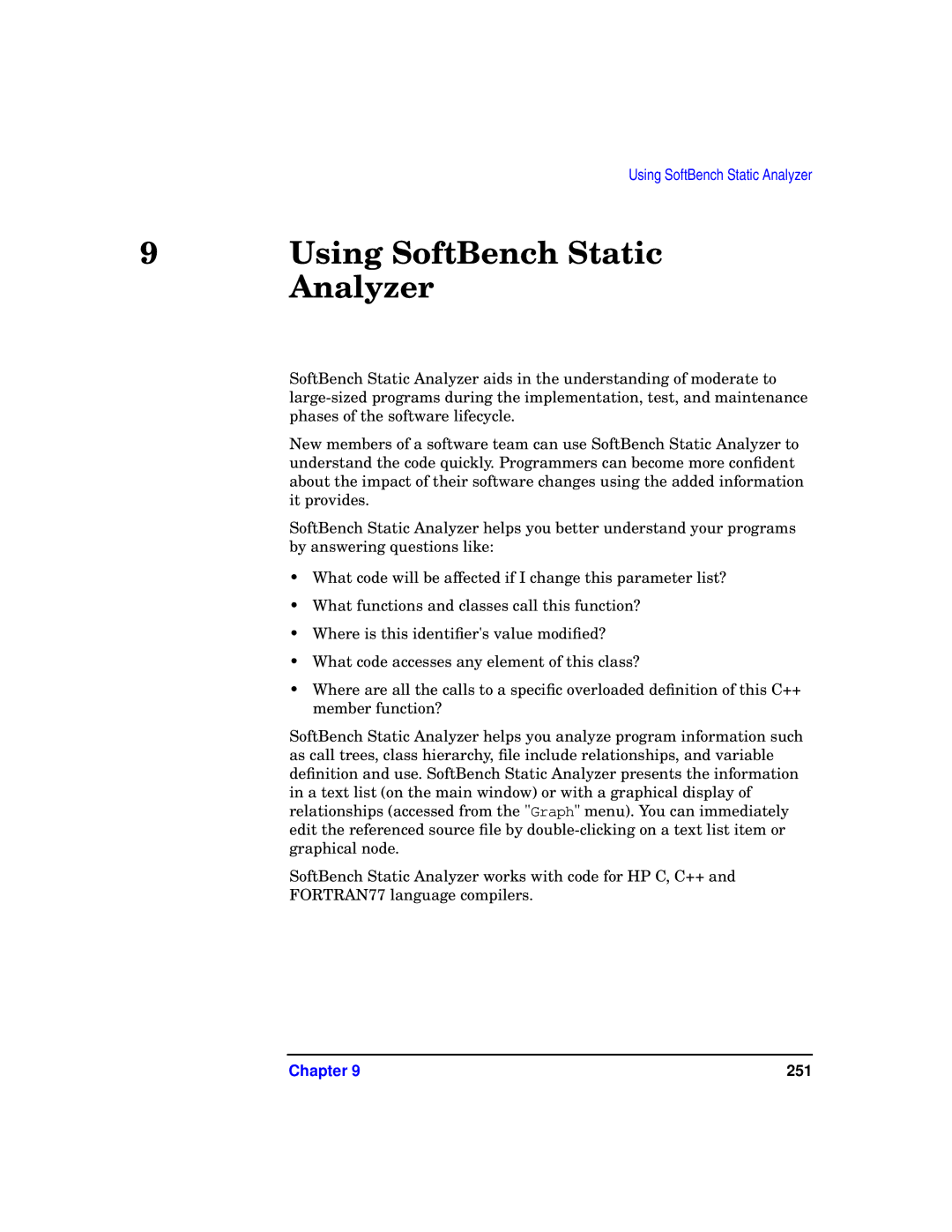 HP UX SoftBench Software manual Using SoftBench Static 