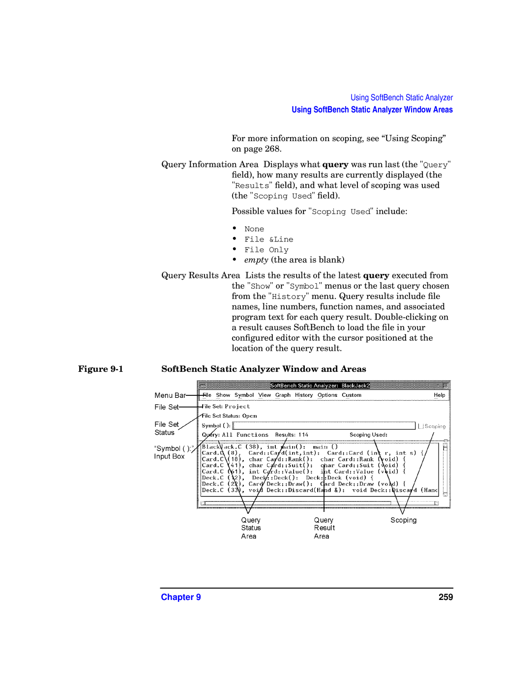 HP UX SoftBench Software manual SoftBench Static Analyzer Window and Areas 