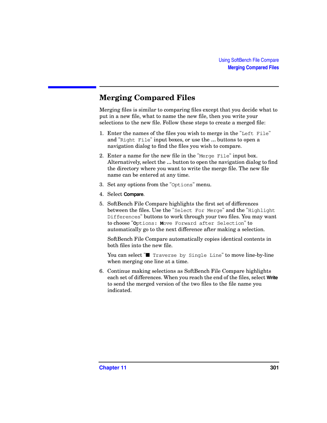 HP UX SoftBench Software manual Merging Compared Files 