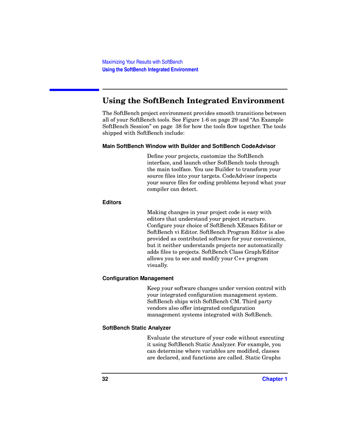 HP UX SoftBench Software manual Using the SoftBench Integrated Environment, Editors, Conﬁguration Management 