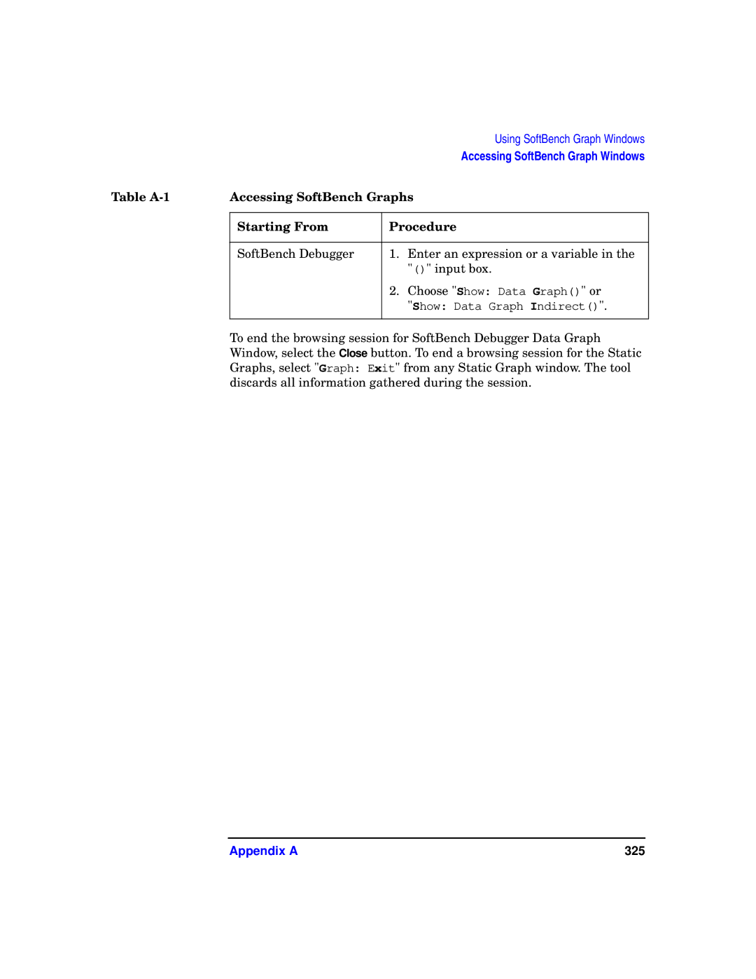 HP UX SoftBench Software manual Appendix a 325 