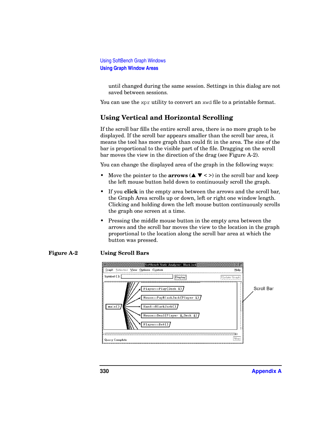 HP UX SoftBench Software manual Using Vertical and Horizontal Scrolling, 330 