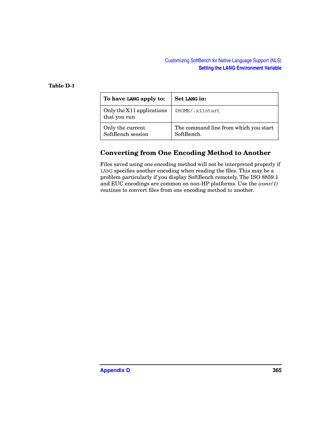 HP UX SoftBench Software manual Converting from One Encoding Method to Another 