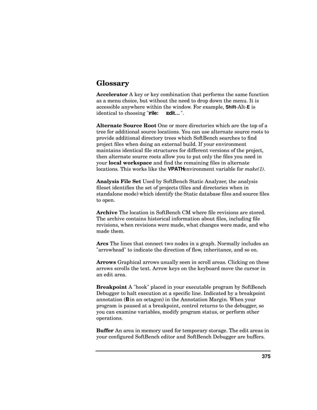 HP UX SoftBench Software manual Glossary, 375 