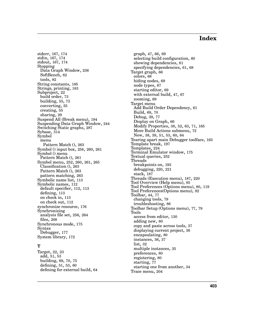 HP UX SoftBench Software manual Graph, 47, 66, 403 