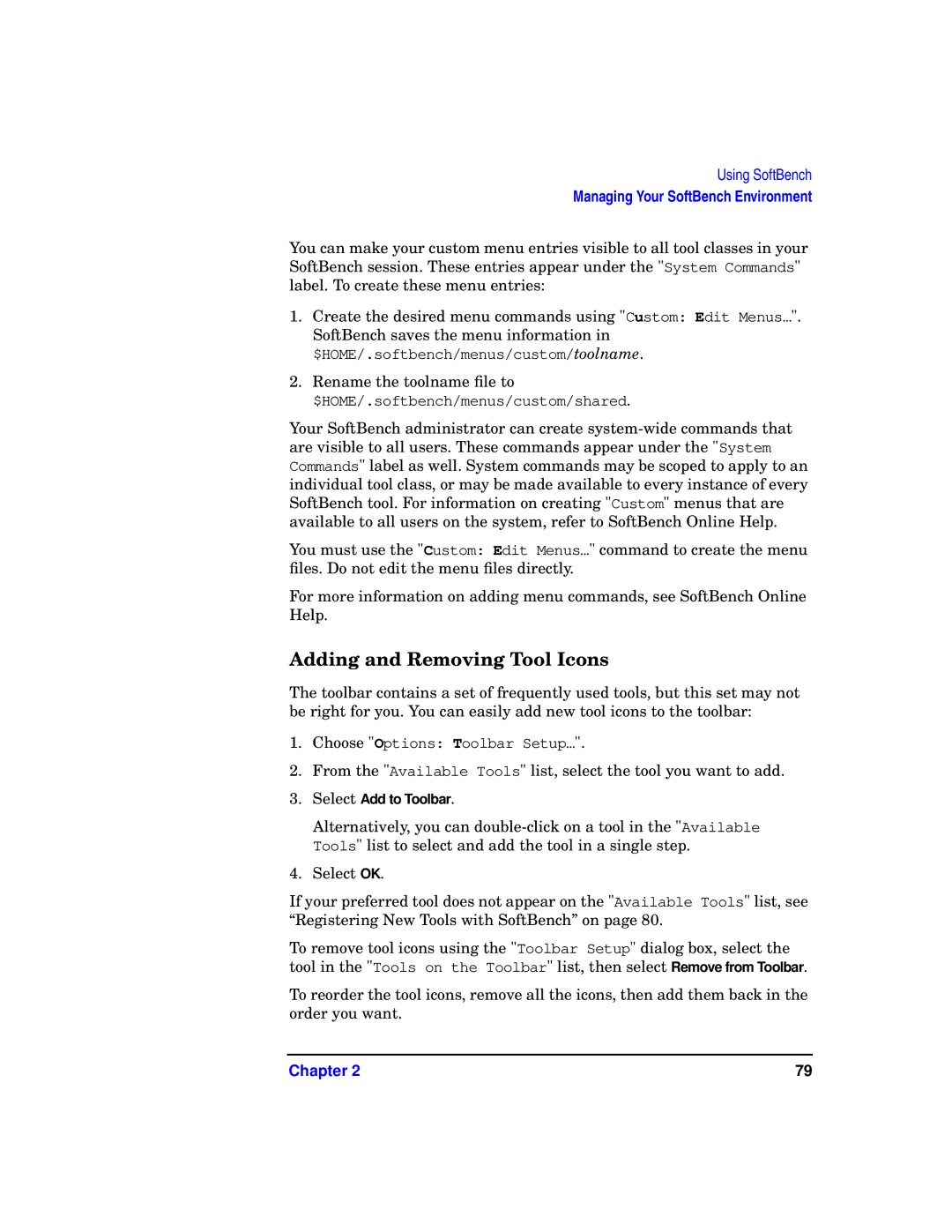 HP UX SoftBench Software manual Adding and Removing Tool Icons 