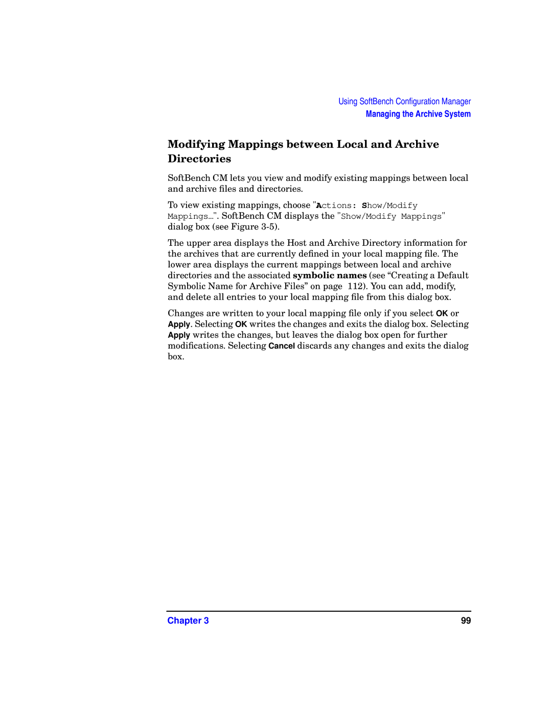 HP UX SoftBench Software manual Modifying Mappings between Local and Archive Directories 