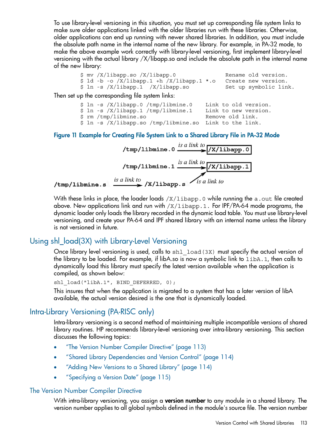 HP UX Software Transition Kit (STK) Using shlload3X with Library-Level Versioning, Intra-Library Versioning PA-RISC only 