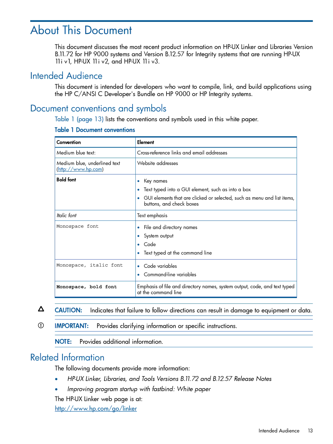 HP UX Software Transition Kit (STK) manual Intended Audience, Document conventions and symbols, Related Information 