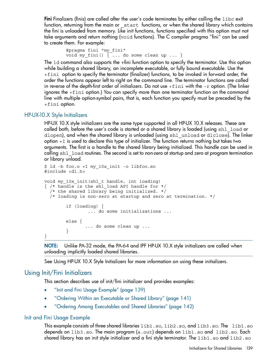 HP UX Software Transition Kit (STK) manual Using Init/Fini Initializers, HP-UX-10.X Style Initializers 