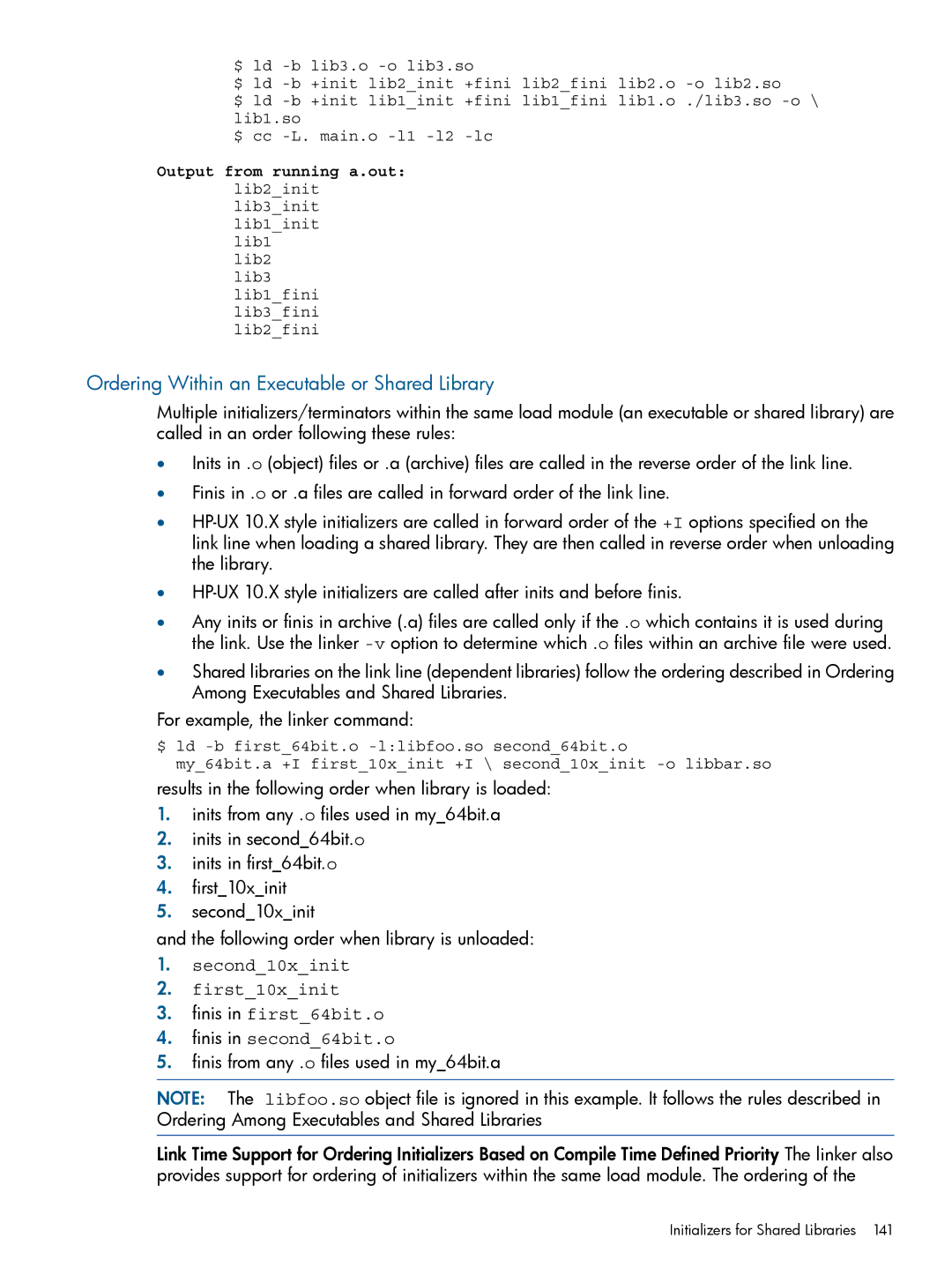 HP UX Software Transition Kit (STK) manual Ordering Within an Executable or Shared Library 