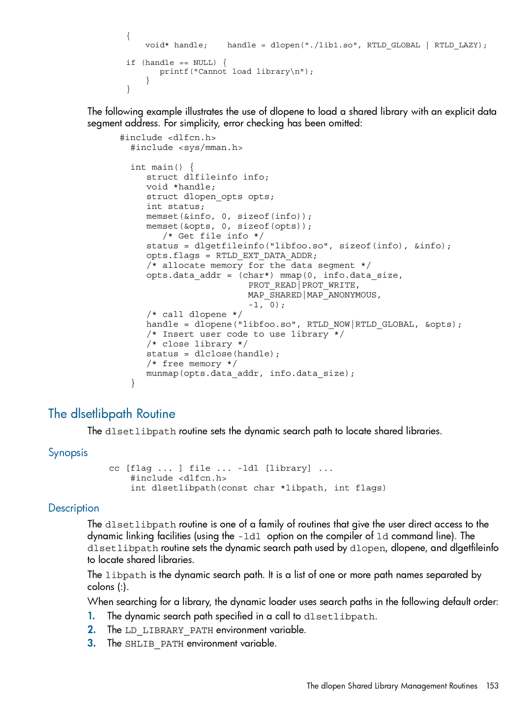 HP UX Software Transition Kit (STK) manual Dlsetlibpath Routine, Synopsis 