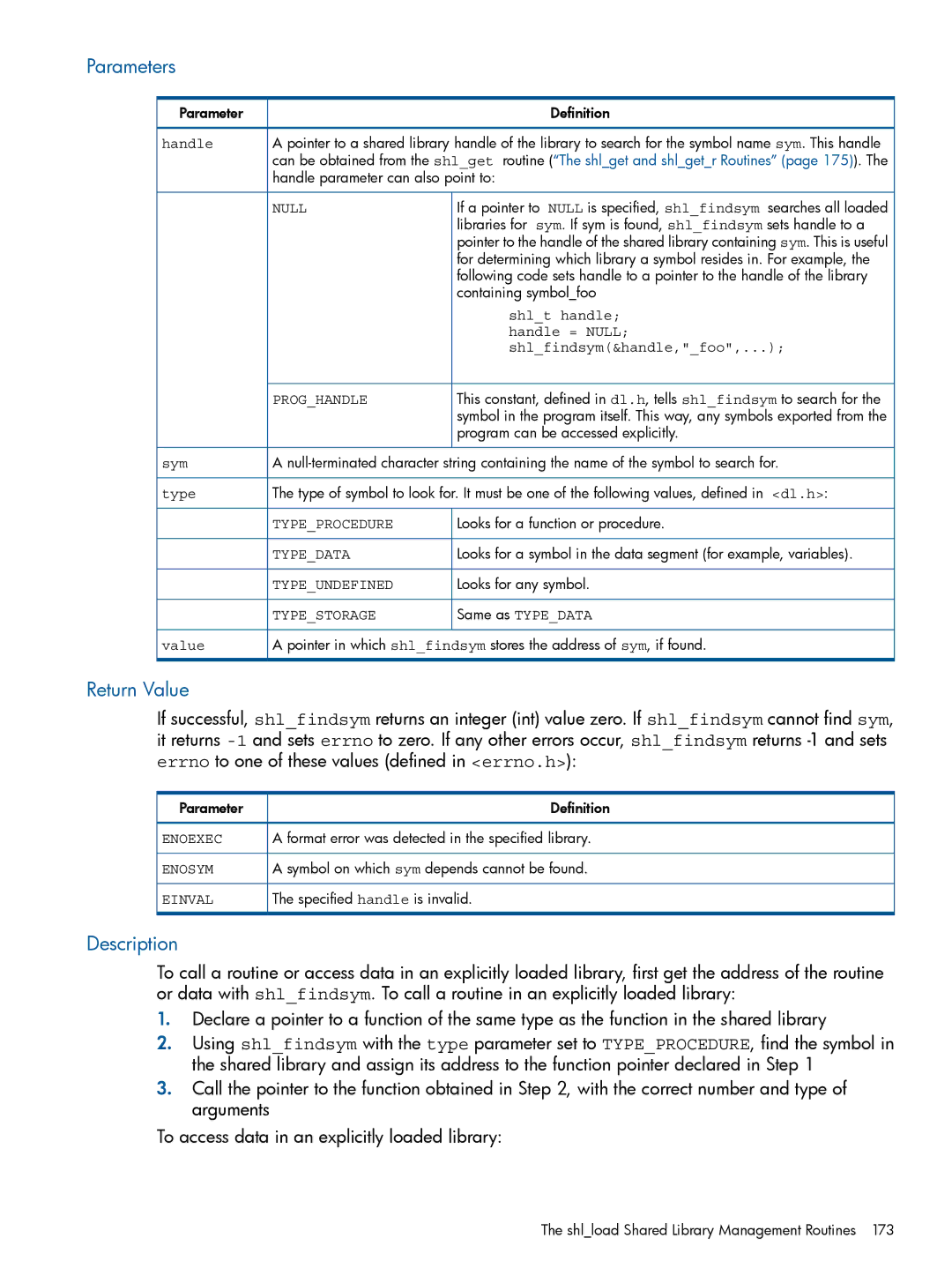 HP UX Software Transition Kit (STK) manual Shlt handle, Handle = Null, Shlfindsym&handle,foo, Same as Typedata 