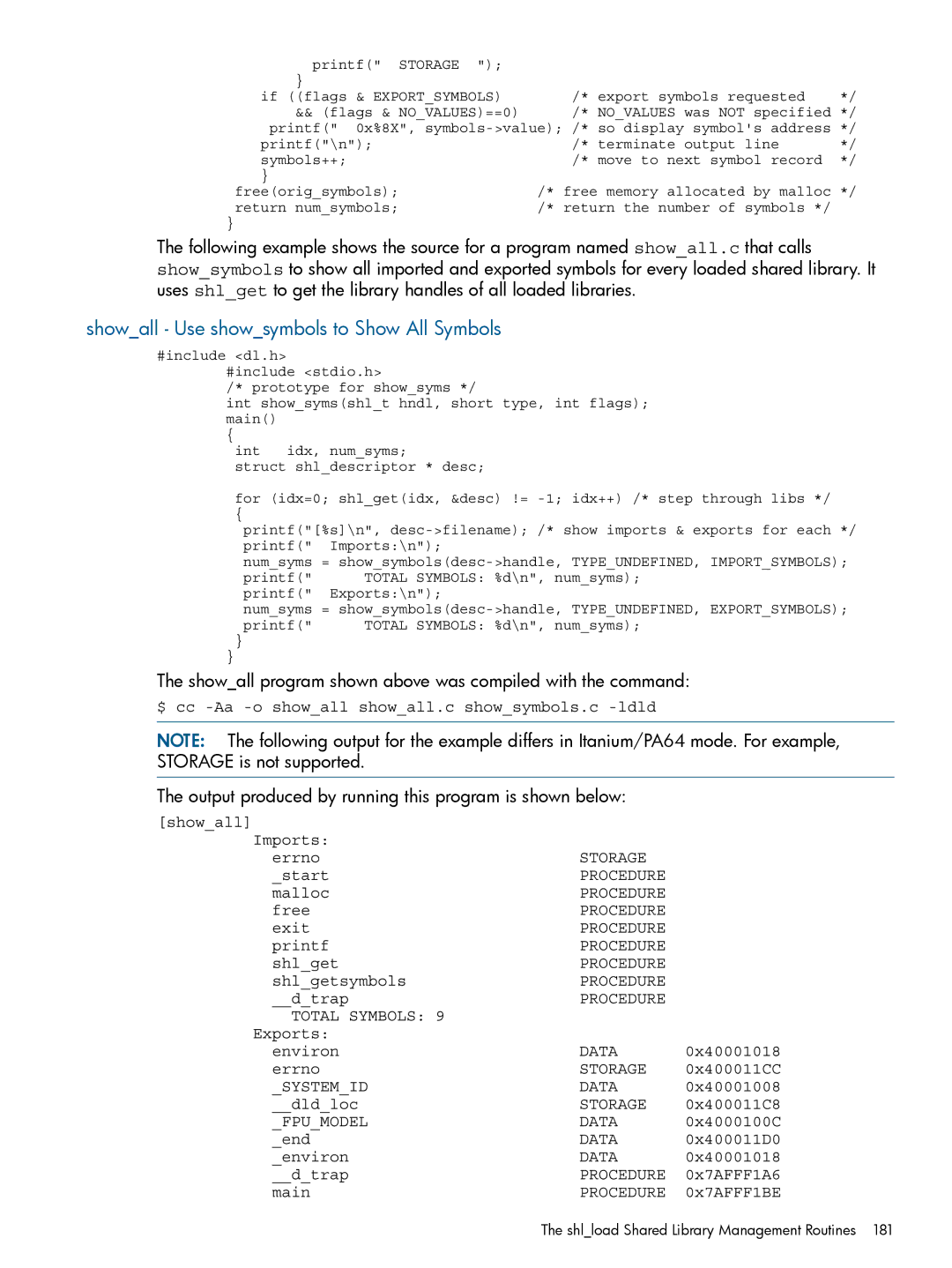 HP UX Software Transition Kit (STK) manual Showall Use showsymbols to Show All Symbols 