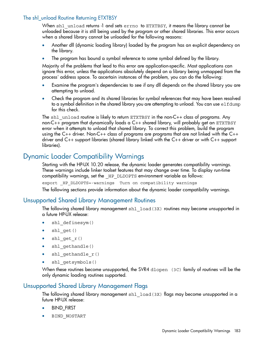 HP UX Software Transition Kit (STK) Dynamic Loader Compatibility Warnings, Unsupported Shared Library Management Routines 