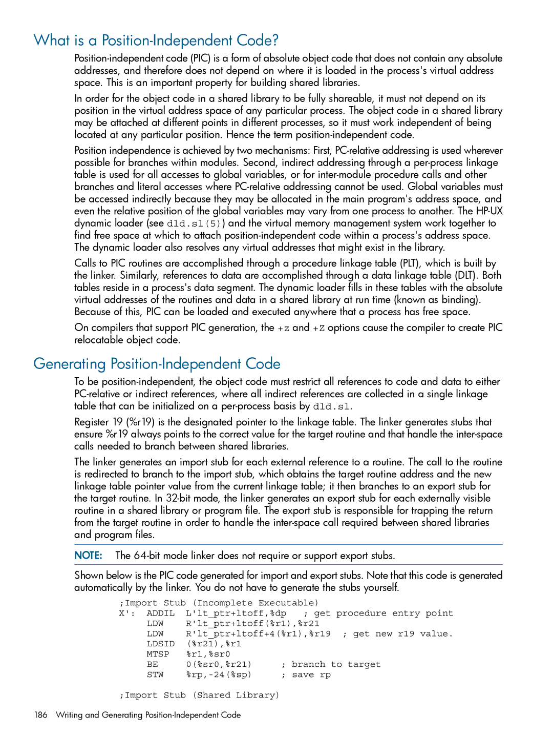 HP UX Software Transition Kit (STK) manual What is a Position-Independent Code?, Generating Position-Independent Code 