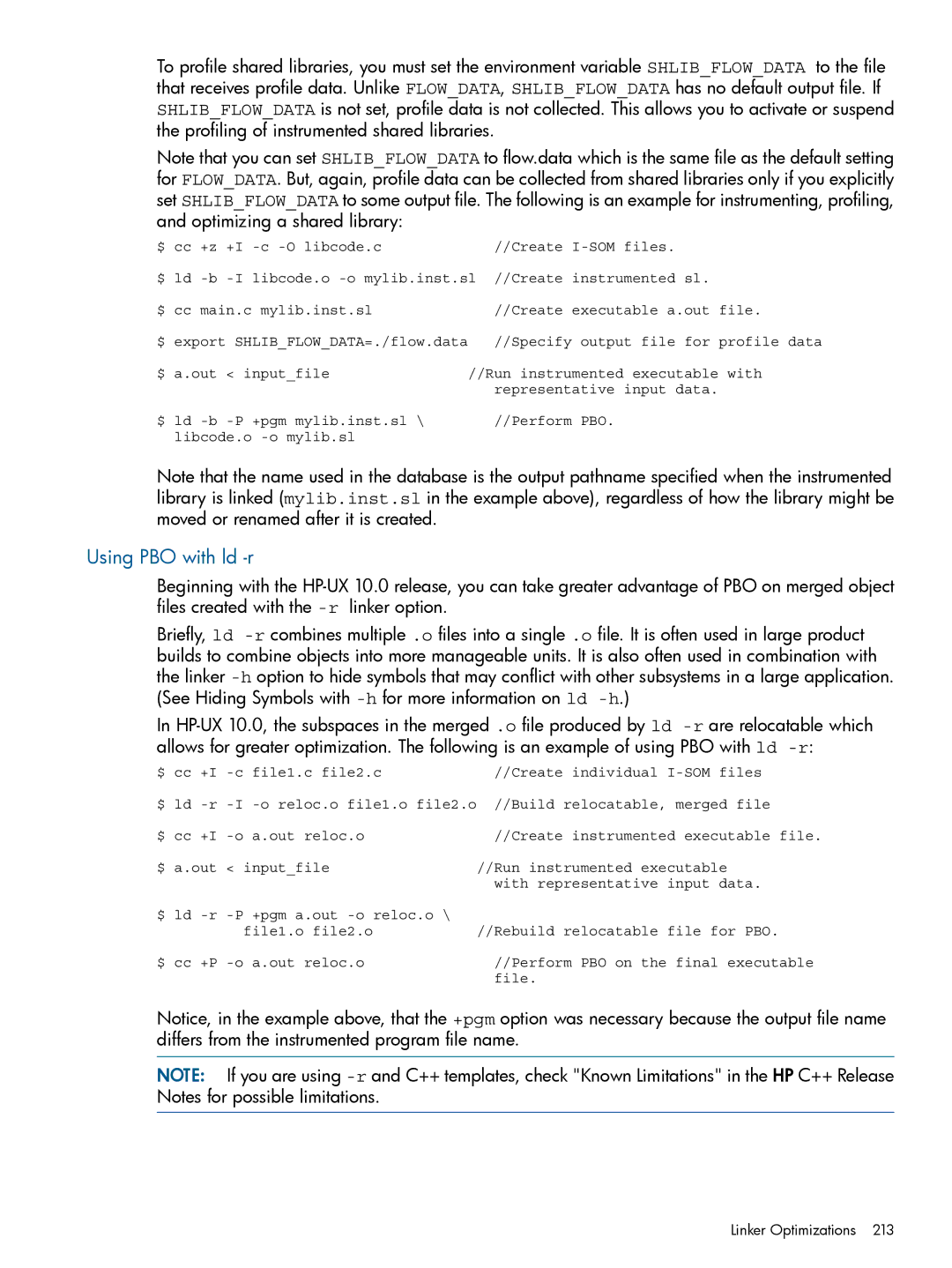 HP UX Software Transition Kit (STK) manual Using PBO with ld -r 