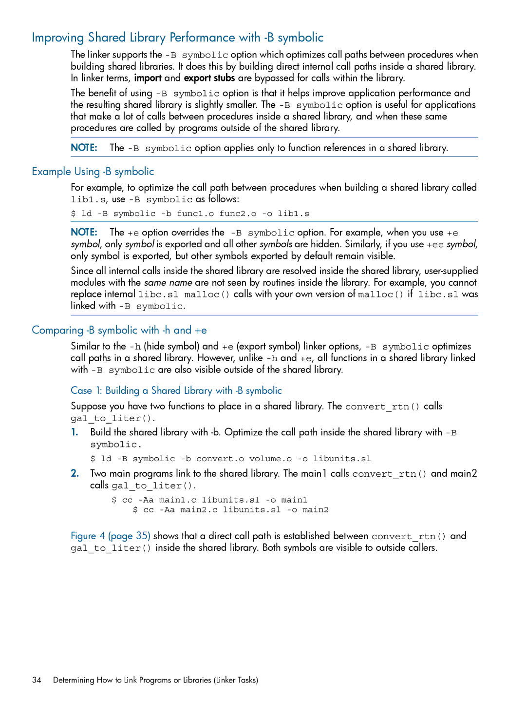 HP UX Software Transition Kit (STK) manual Improving Shared Library Performance with -B symbolic, Example Using -B symbolic 