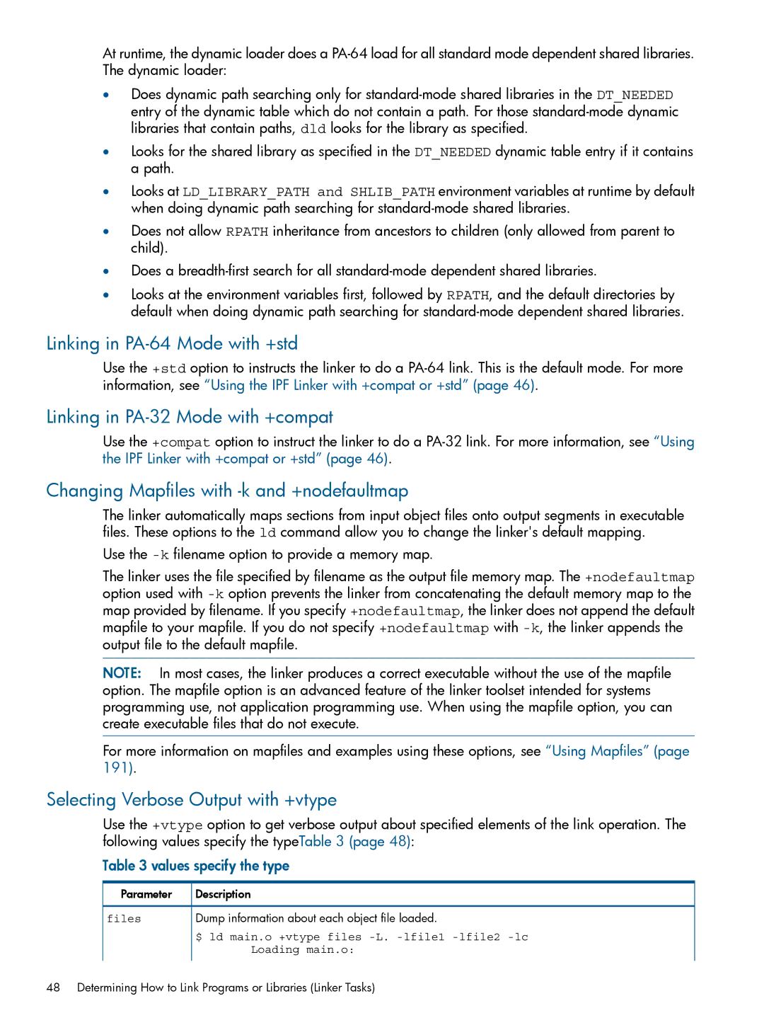 HP UX Software Transition Kit (STK) manual Linking in PA-64 Mode with +std, Linking in PA-32 Mode with +compat 