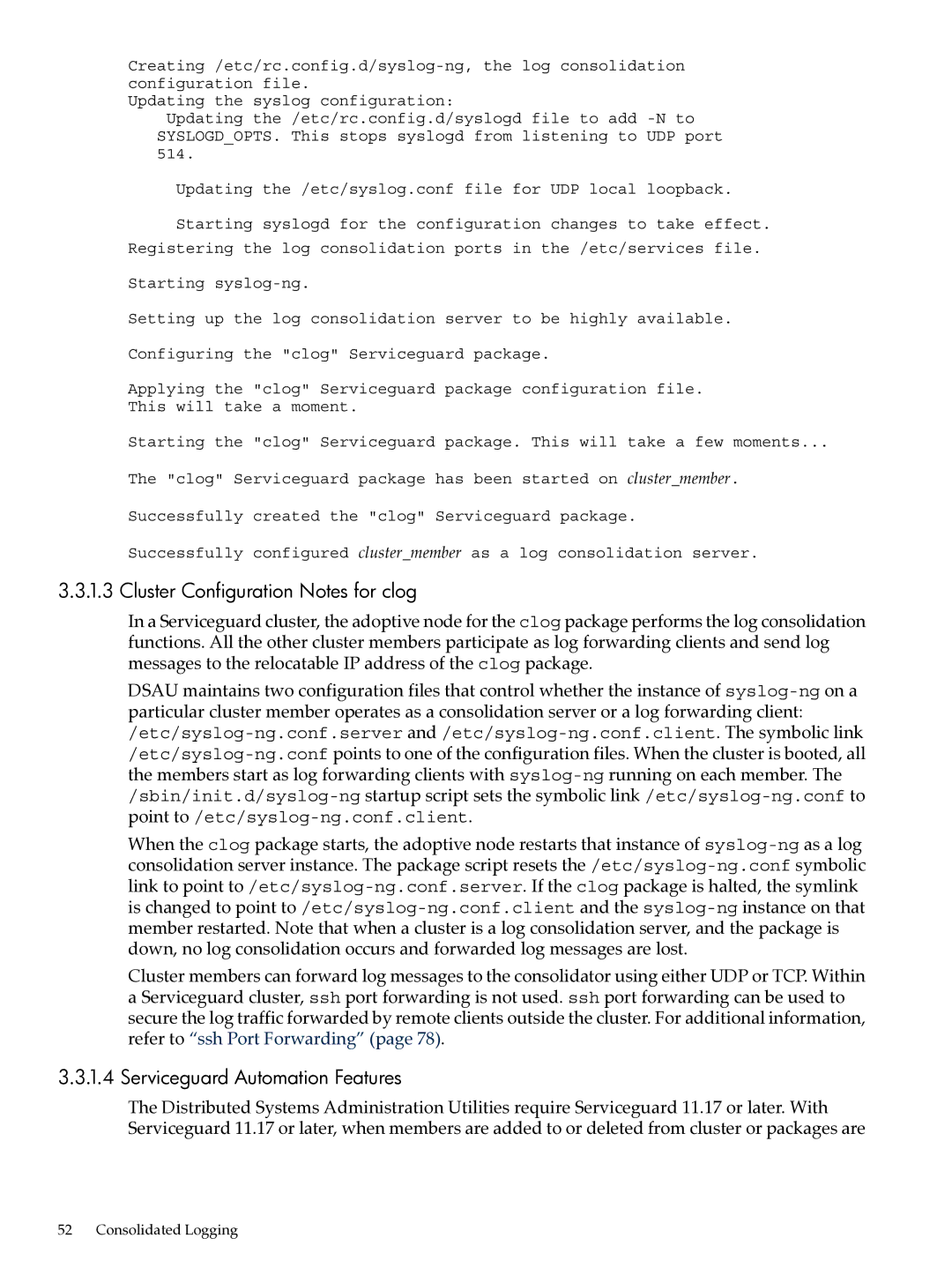 HP UX System Adstration manual Cluster Configuration Notes for clog, Serviceguard Automation Features 