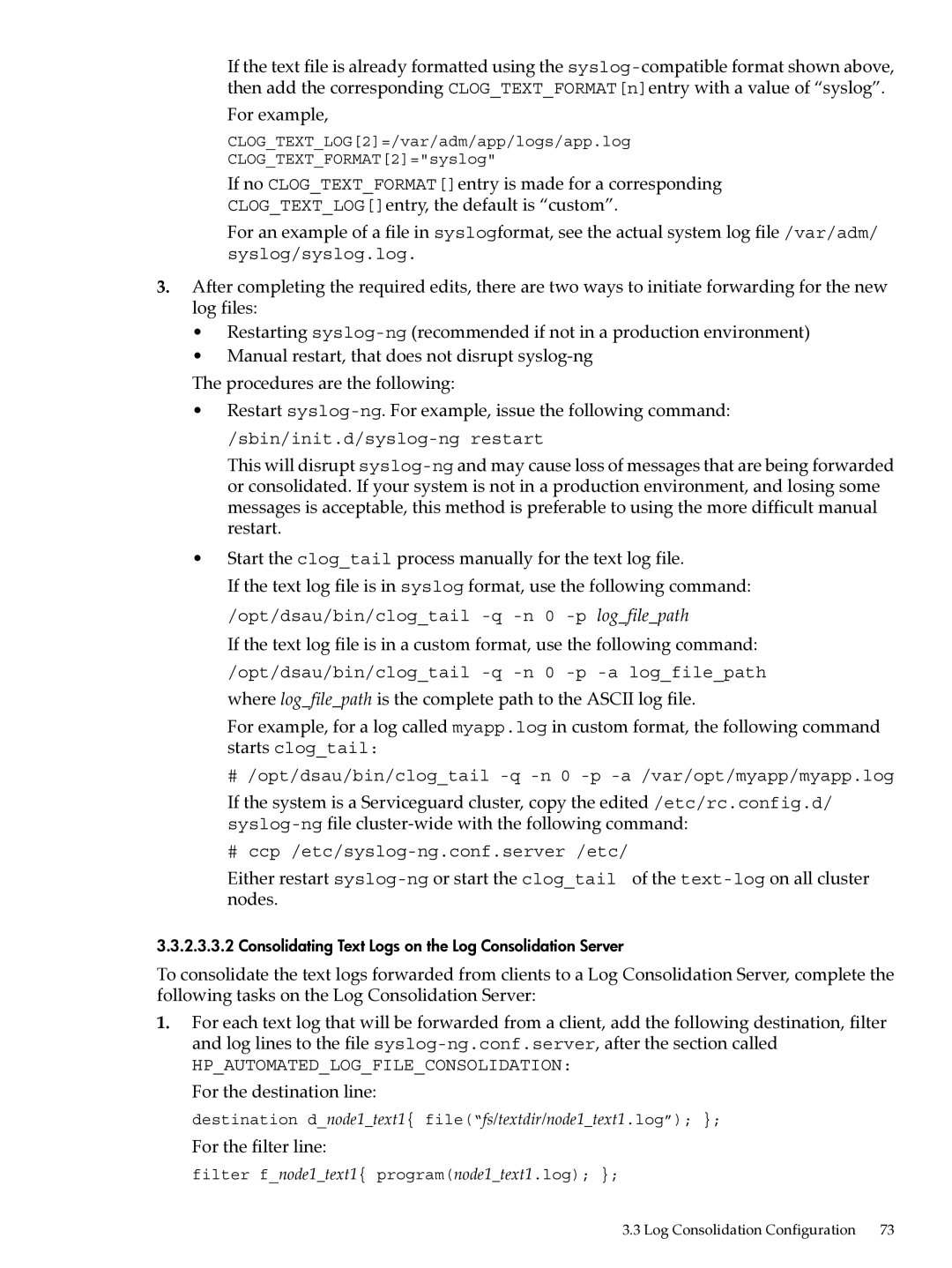 HP UX System Adstration manual For the destination line, For the filter line 