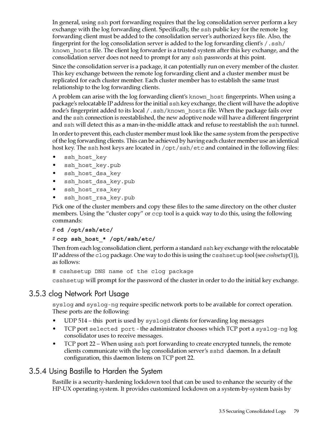 HP UX System Adstration manual Clog Network Port Usage, Using Bastille to Harden the System 