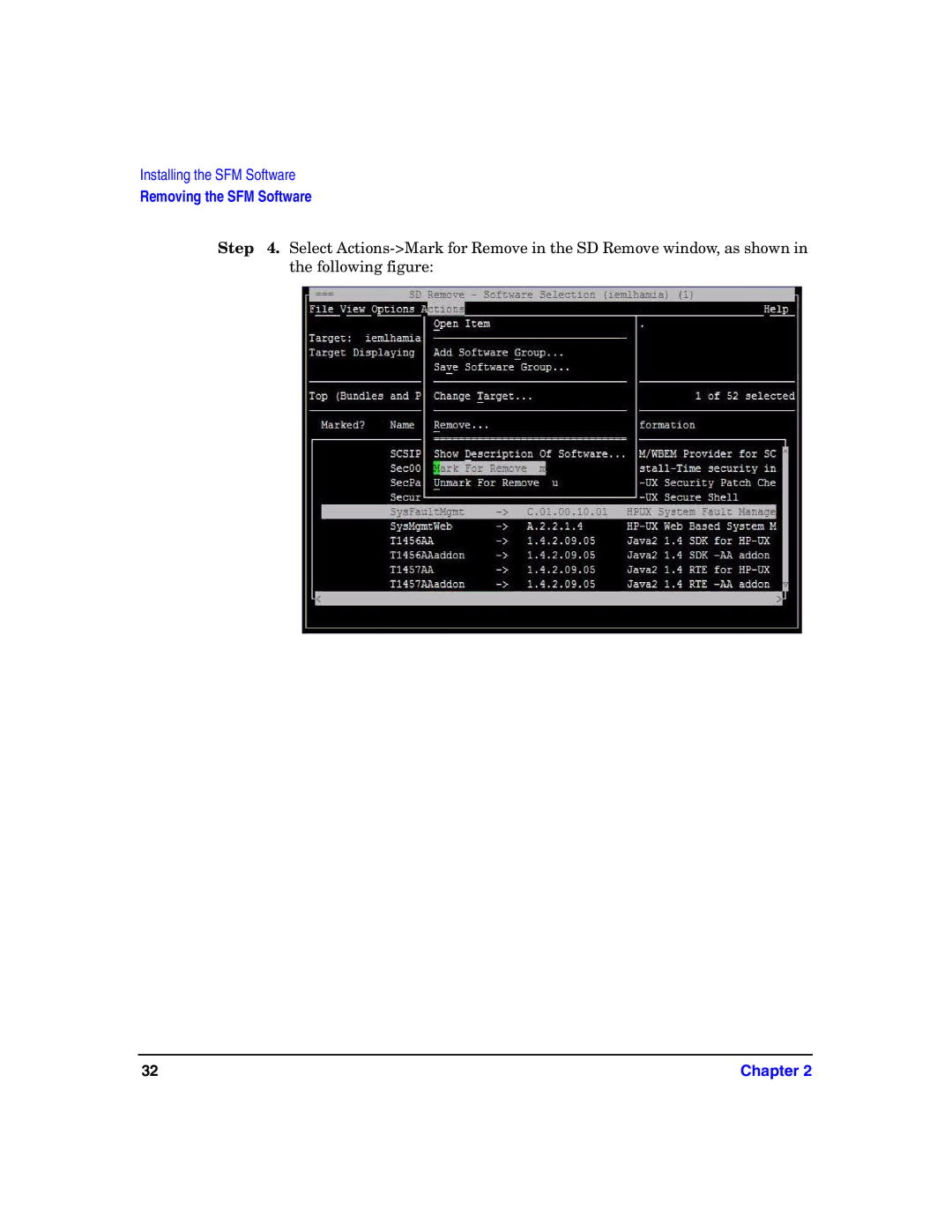 HP UX System Fault Management (SFM) Software manual Removing the SFM Software 