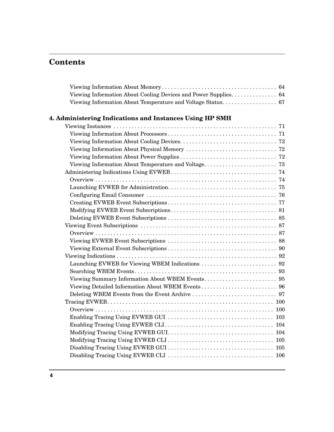 HP UX System Fault Management (SFM) Software manual Administering Indications and Instances Using HP SMH 