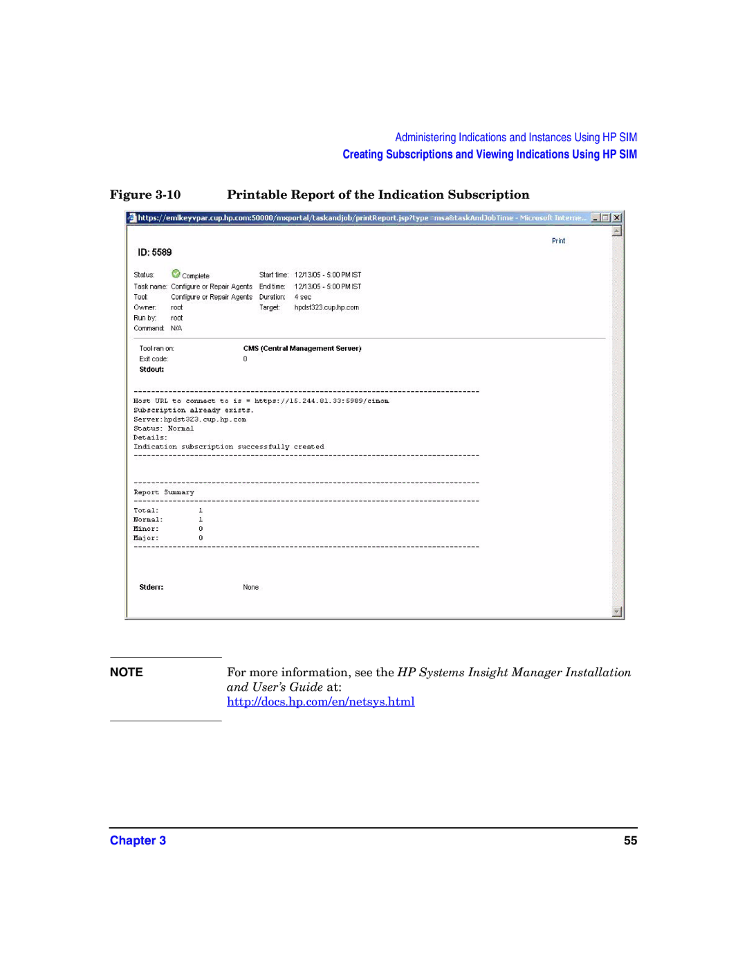 HP UX System Fault Management (SFM) Software manual Printable Report of the Indication Subscription 