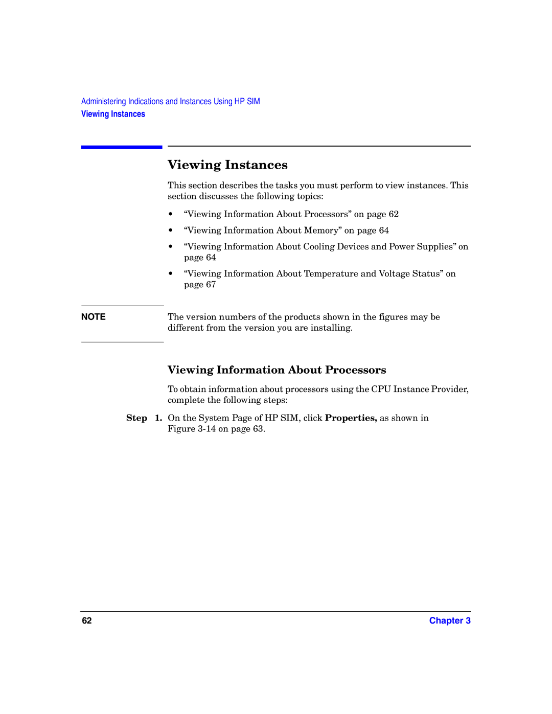 HP UX System Fault Management (SFM) Software manual Viewing Instances, Viewing Information About Processors 