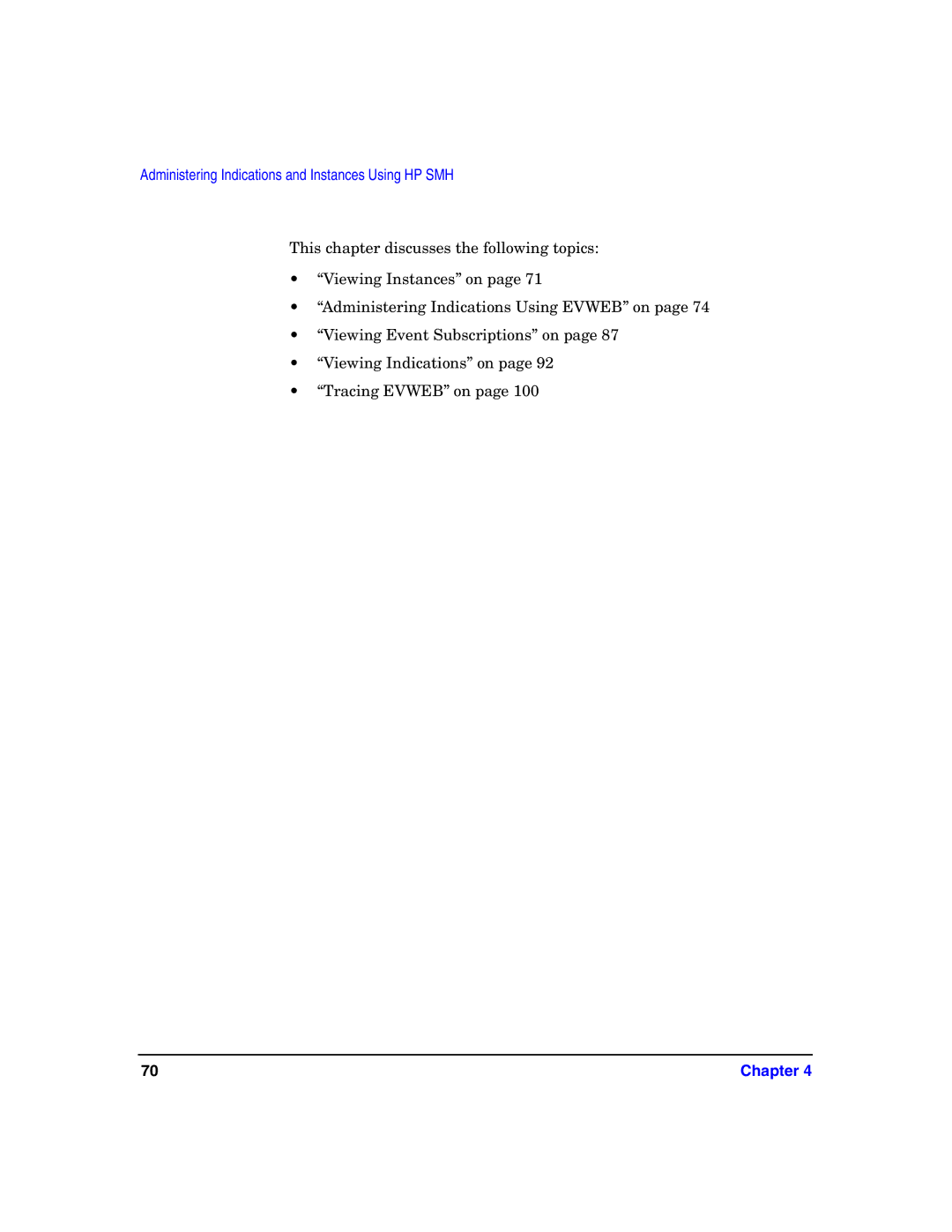 HP UX System Fault Management (SFM) Software manual Administering Indications and Instances Using HP SMH 