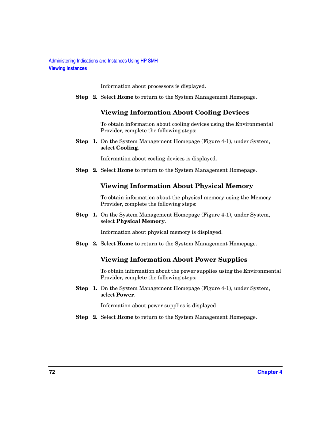 HP UX System Fault Management (SFM) Software manual Viewing Information About Cooling Devices 