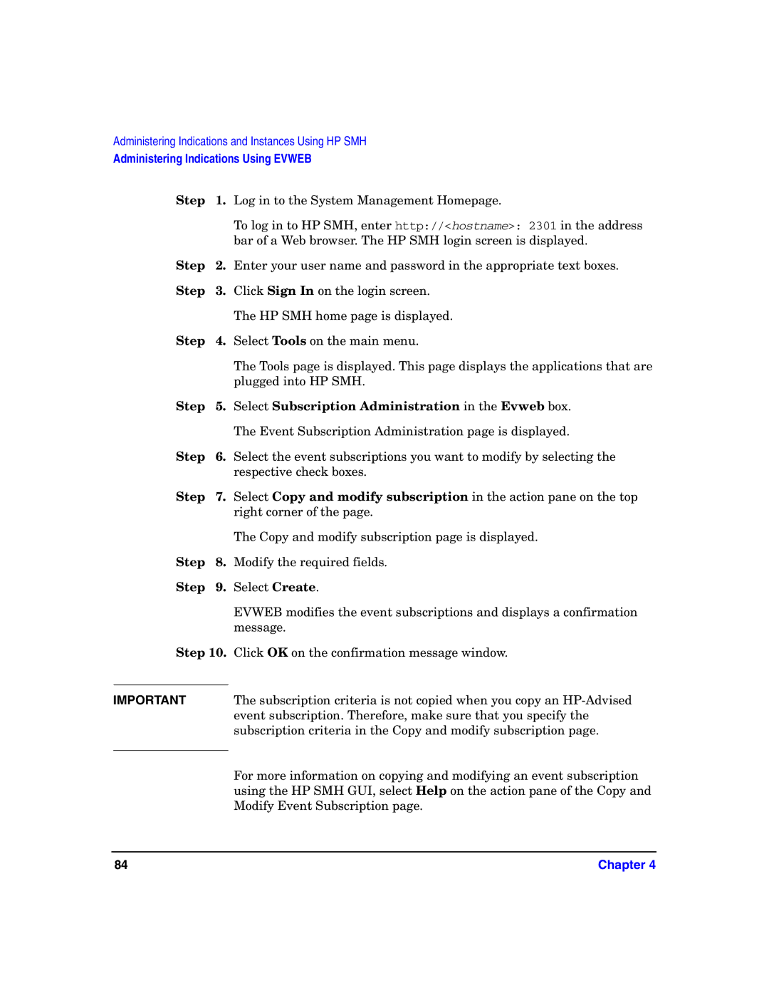 HP UX System Fault Management (SFM) Software manual Respective check boxes 