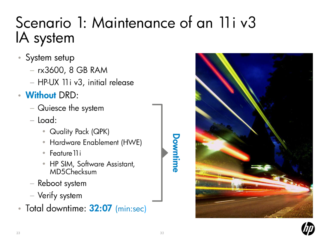 HP UX System Management Software manual Scenario 1 Maintenance of an 11i v3 IA system, Without DRD 