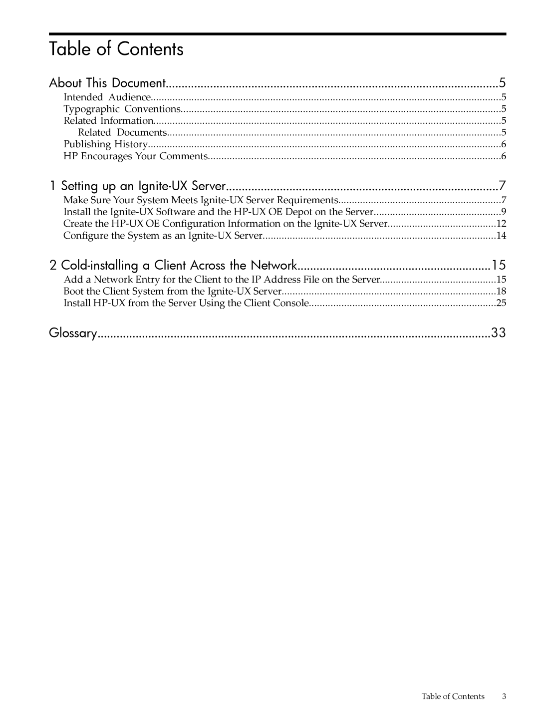 HP UX System Management Software manual Table of Contents 