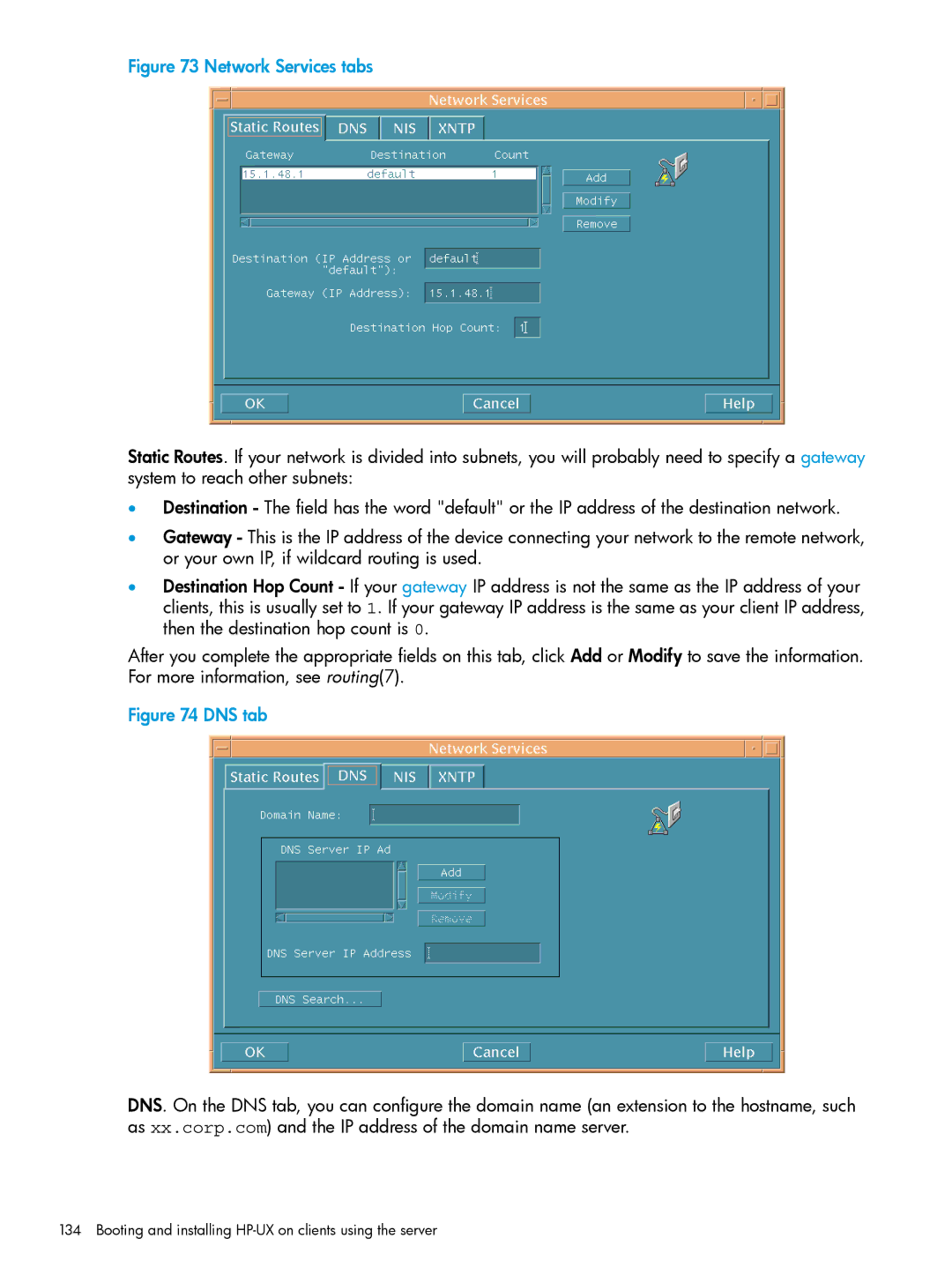 HP UX System Management Software manual Network Services tabs 