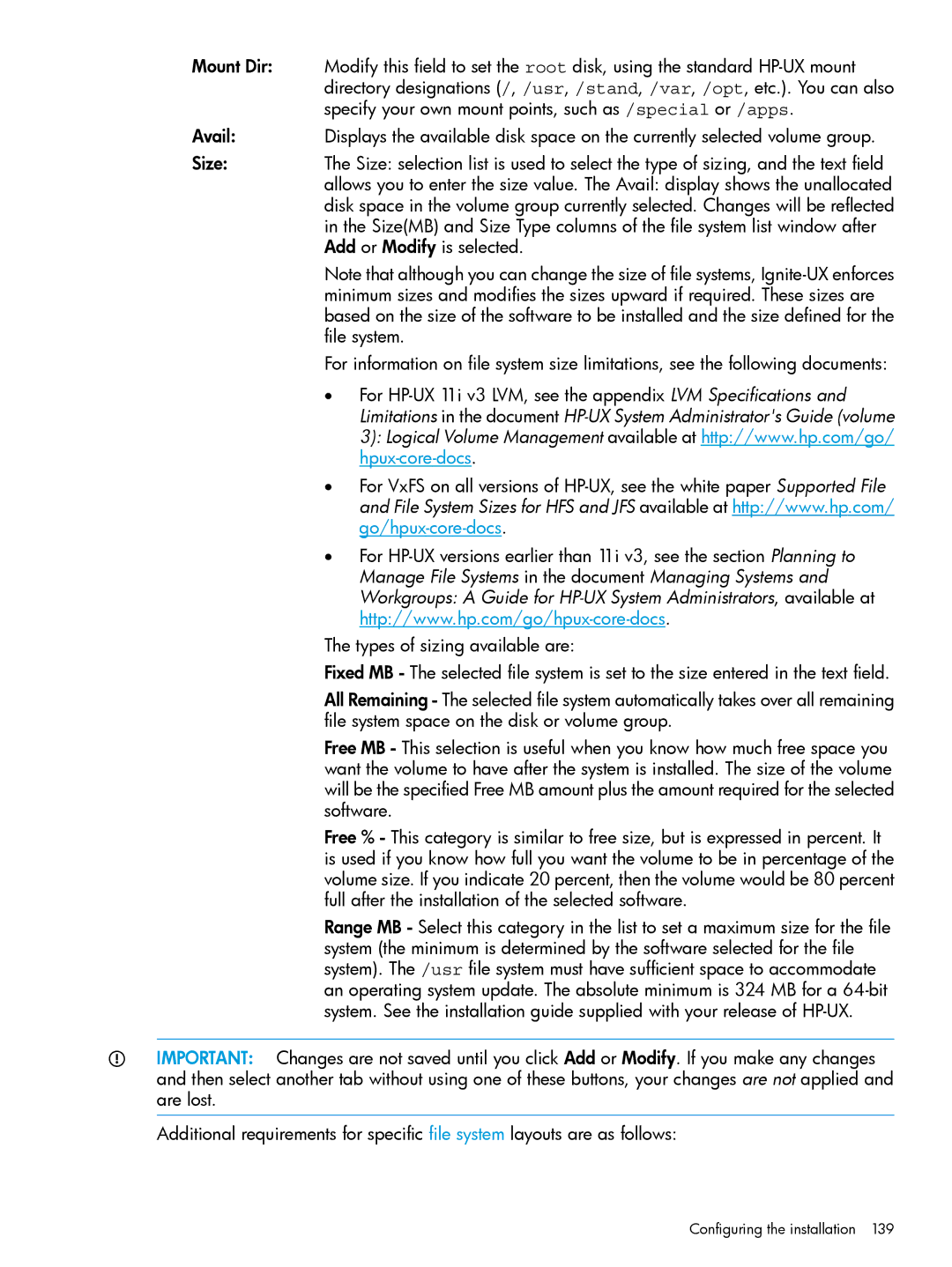 HP UX System Management Software manual Configuring the installation 