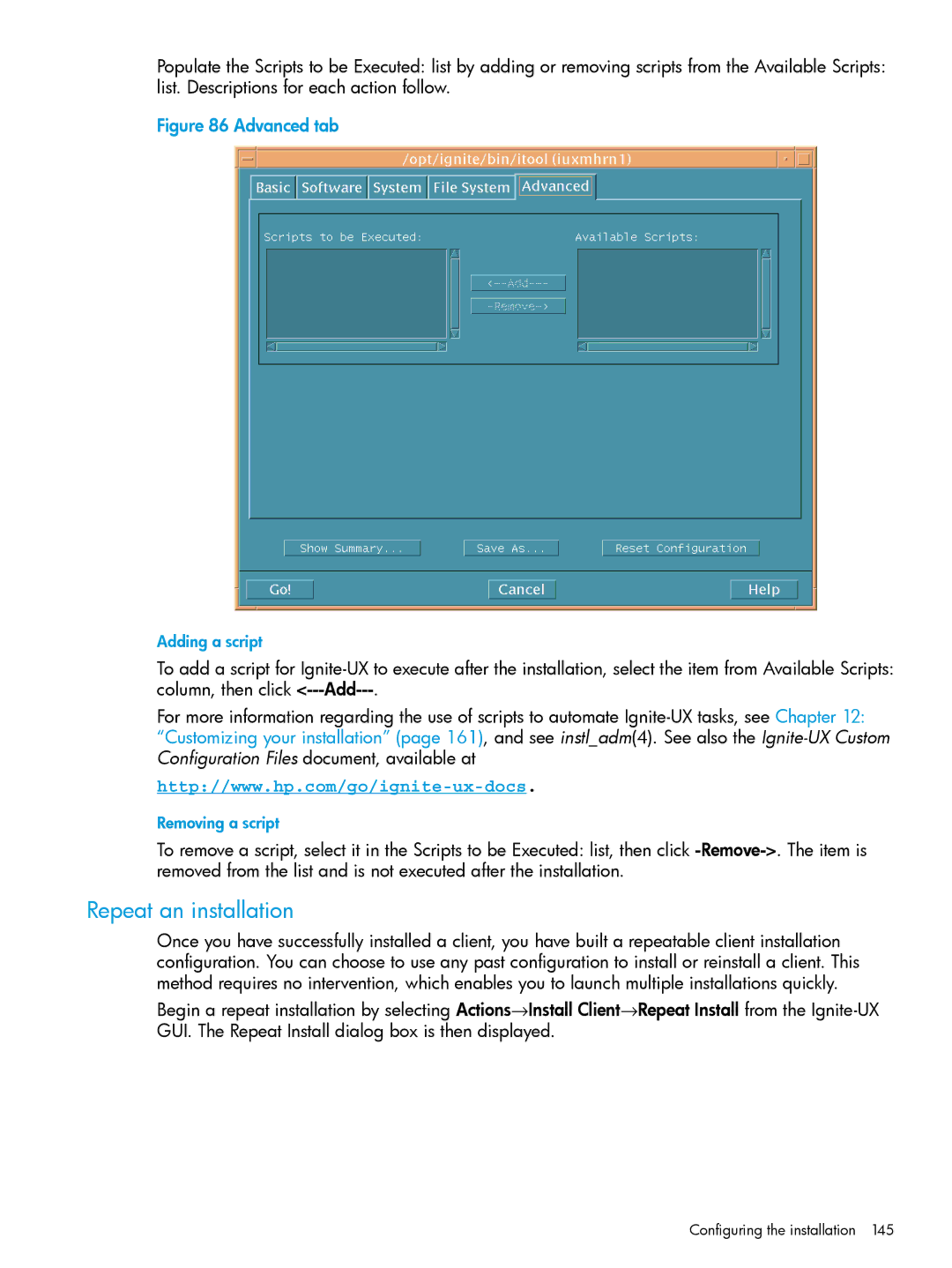 HP UX System Management Software manual Repeat an installation 