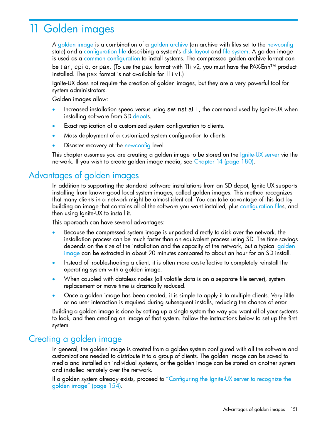 HP UX System Management Software manual Golden images, Advantages of golden images, Creating a golden image 